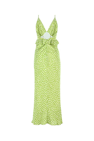 Jacquard Floral Midi Dress - Green