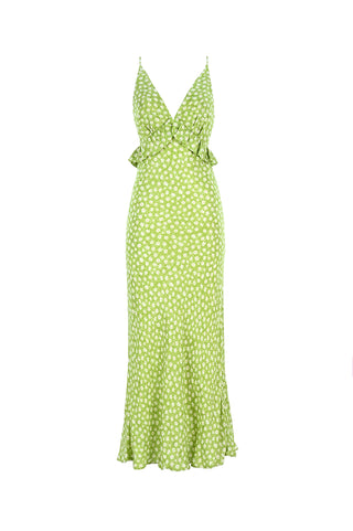 Jacquard Floral Midi Dress - Green