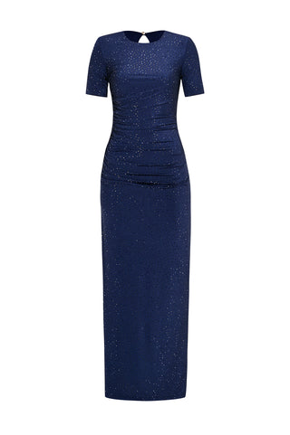 Crystal Embellished Navy Jersey Dress