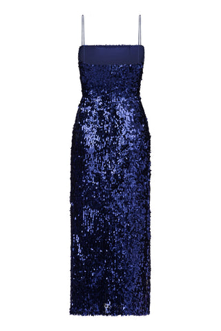 Navy Sequined Midi Dress