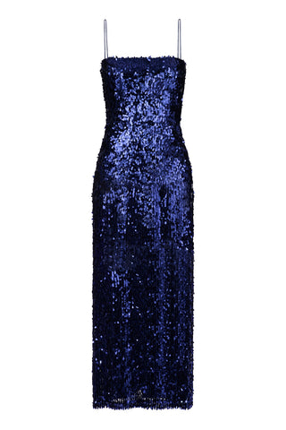 Navy Sequined Midi Dress