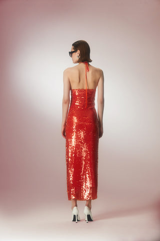 Halter Neck Sequinned Dress