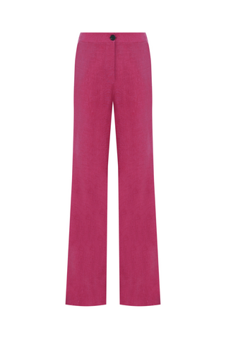 Straight-leg Linen Pants - Pink