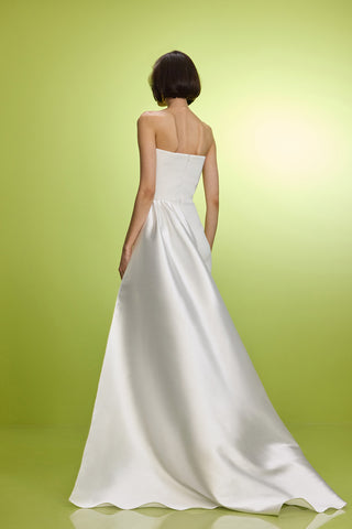 Strapless Crepe and Satin-Twill Gown