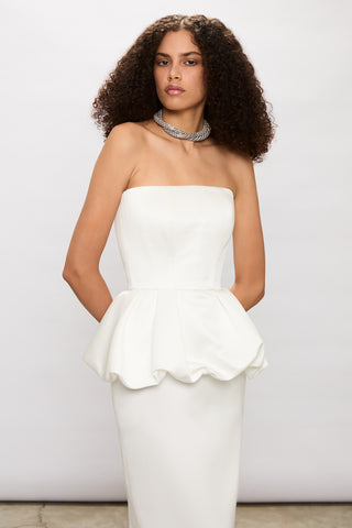 Strapless Peplum Maxi Dress