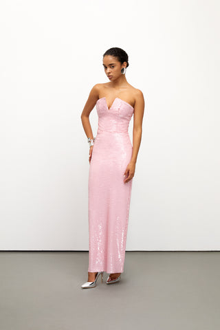 Sequined Strapless Pink Dress