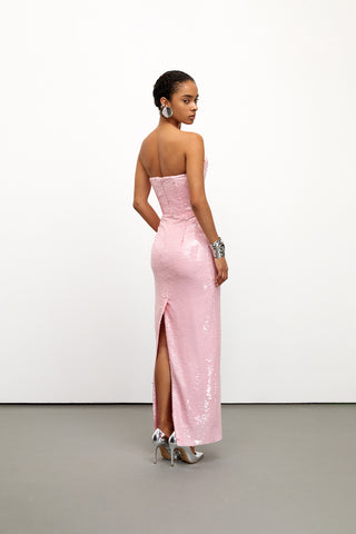 Sequined Strapless Pink Dress