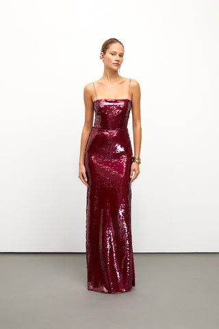 Burgundy Sequined Maxi Dress