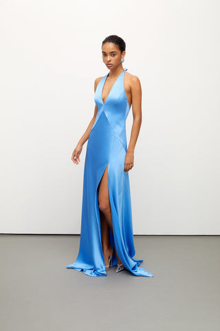 V-Neck Maxi Dress - Blue