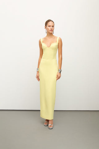 Yellow Maxi Crepe Dress