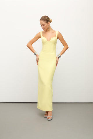 Yellow Maxi Crepe Dress