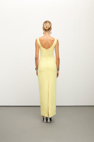 Yellow Maxi Crepe Dress