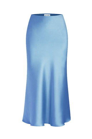 Crepe Satin Skirt -Blue