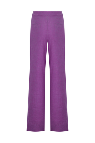 Straight-leg Linen Pants - Purple