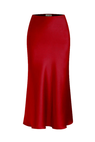 Crepe Satin Skirt - Red