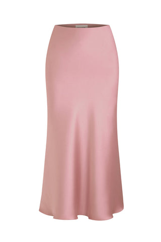 Crepe Satin Midi Skirt - Light Pink