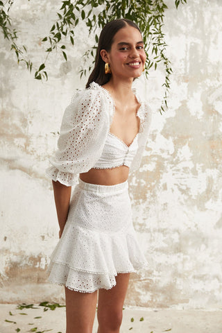 Ruffled Broderie Anglaise Cotton Set