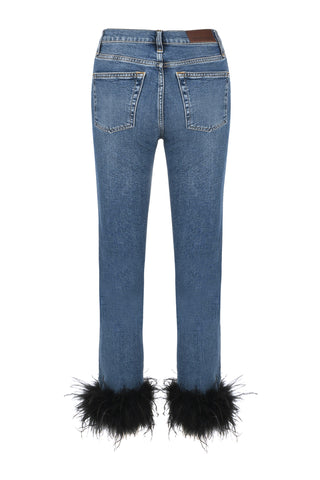 Feather-trimmed Slim Fit Jean