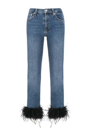 Feather-trimmed Slim Fit Jean