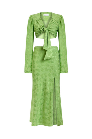 Jacquard Skirt & Top Set - Green