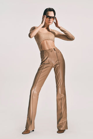 Faux Leather Flared Pants - Nude – Urban Muse En