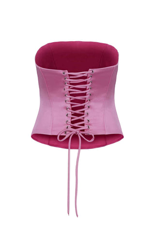 Pink Lace-up Corset Top