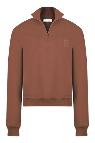 Embroidered Cotton Sweatshirt - Brown