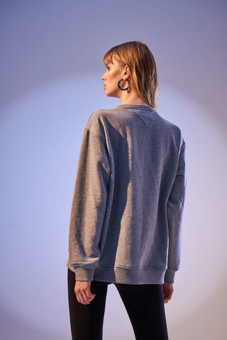 Oversize Cotton Sweatshirt - Gray